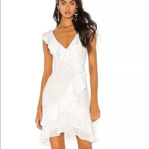 Bardot White Ruffle Mini Dress
